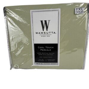 Wamsutta NEW Green TWIN XL Cool Touch Fitted Sheet 350 TC Solid Egyptian Cotton